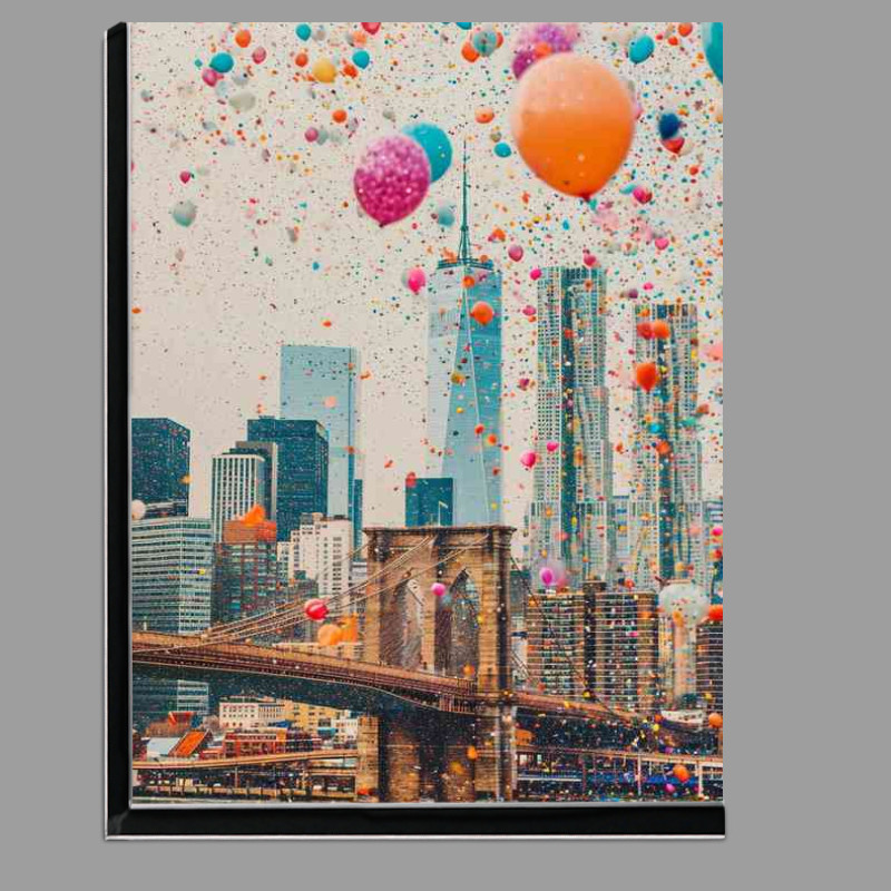 Buy Di-Bond : (Brooklyn bridge skyline with balloons floating above)