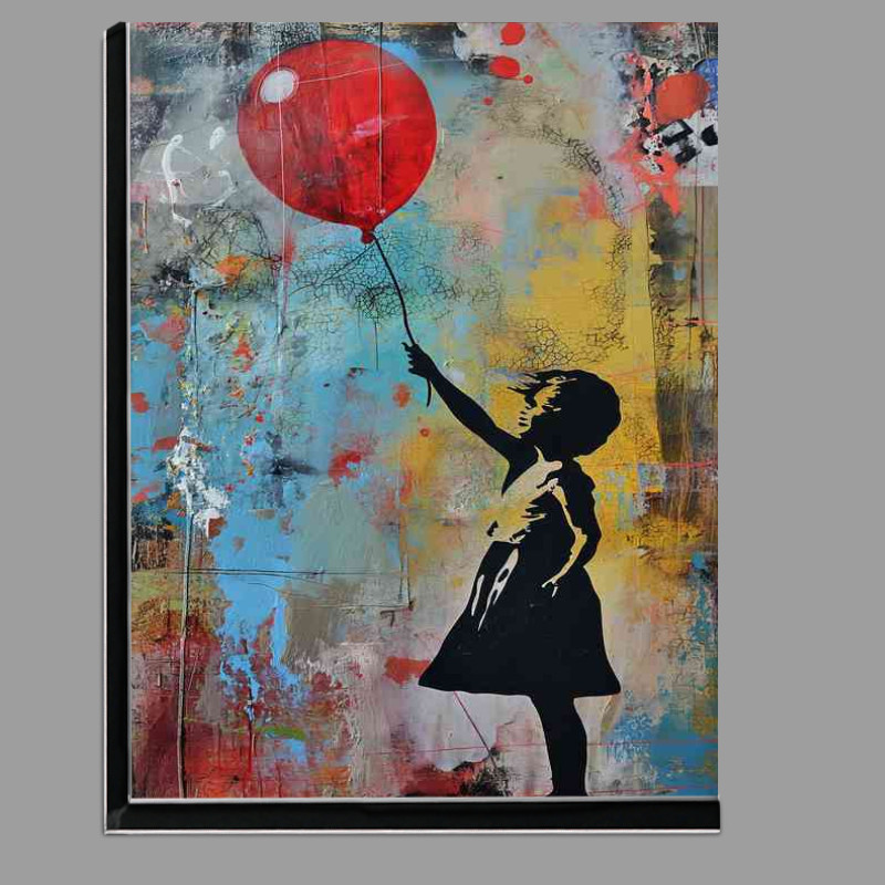 Buy Di-Bond : (Girl with red ballon banksy style graffiti)