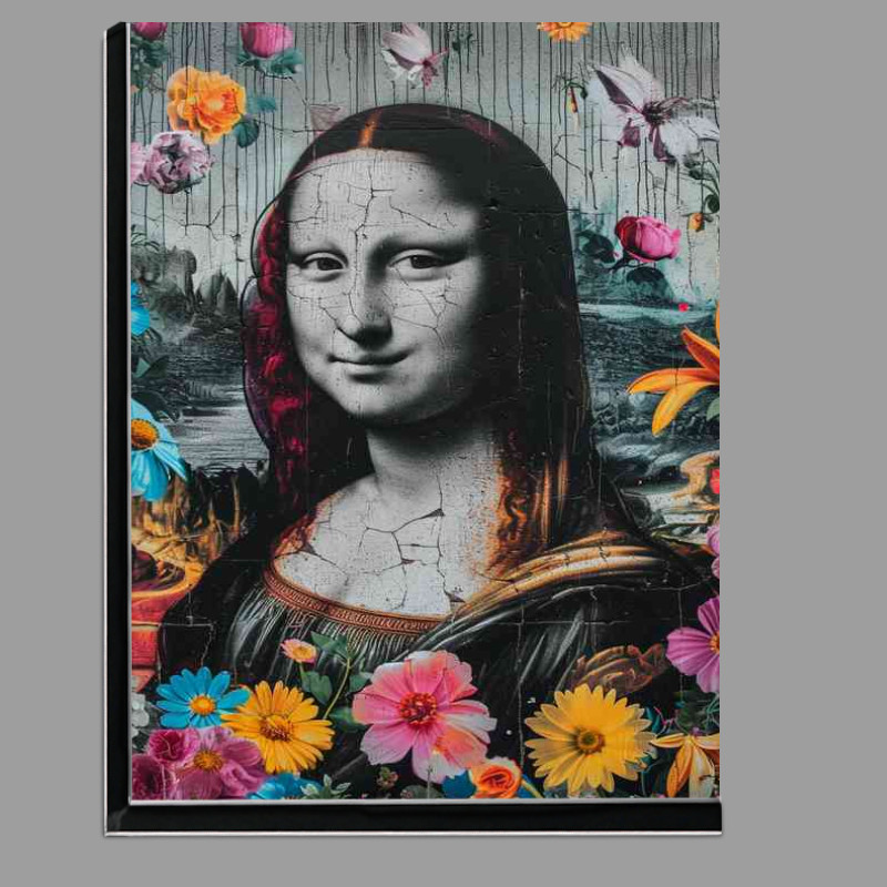 Buy Di-Bond : (Mona lisa surrounded by flowers new age art)