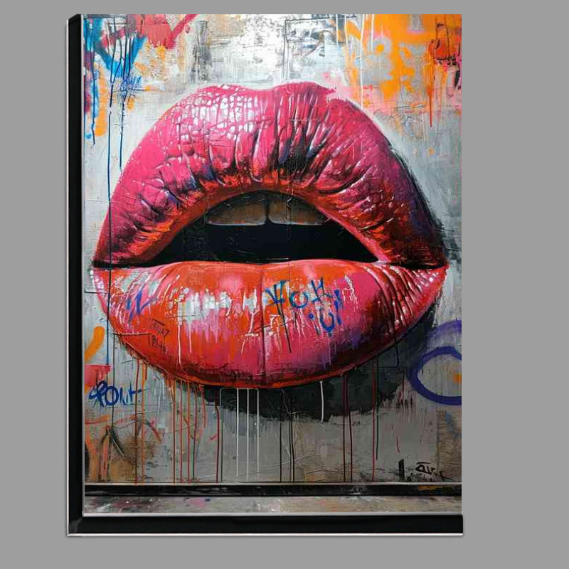 Buy Di-Bond : (Painted red lips modern street art)