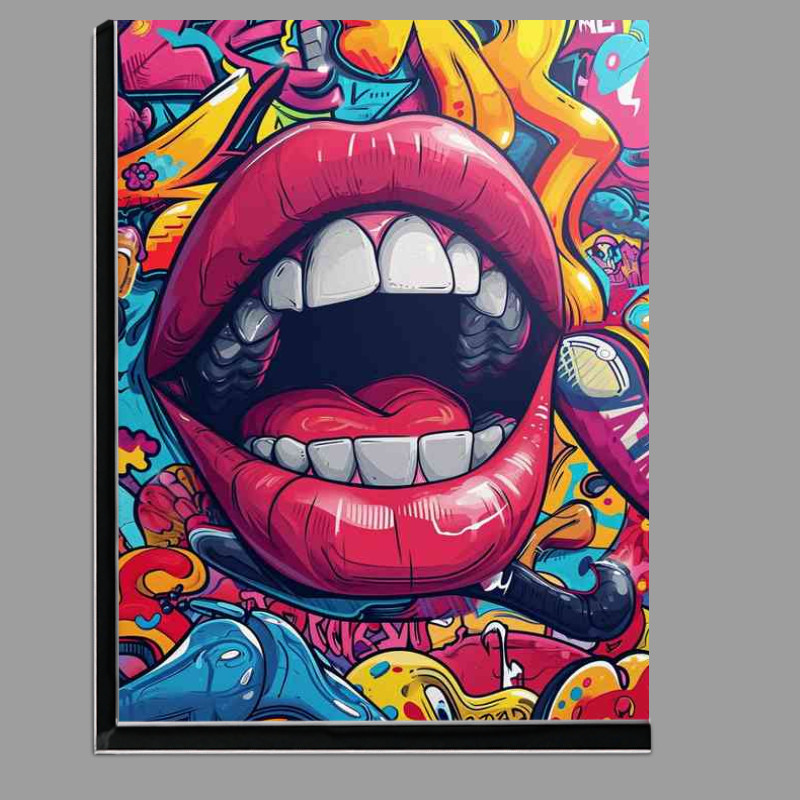 Buy Di-Bond : (Smilling mouth red lips street art)
