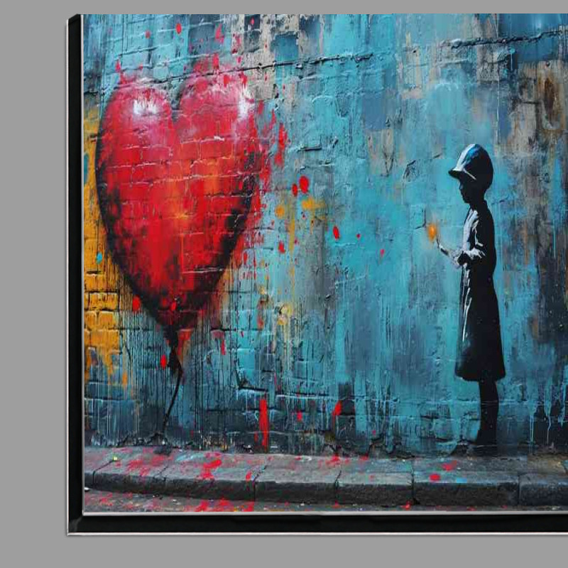 Buy Di-Bond : (Banksy style graffiti heart felt wall)