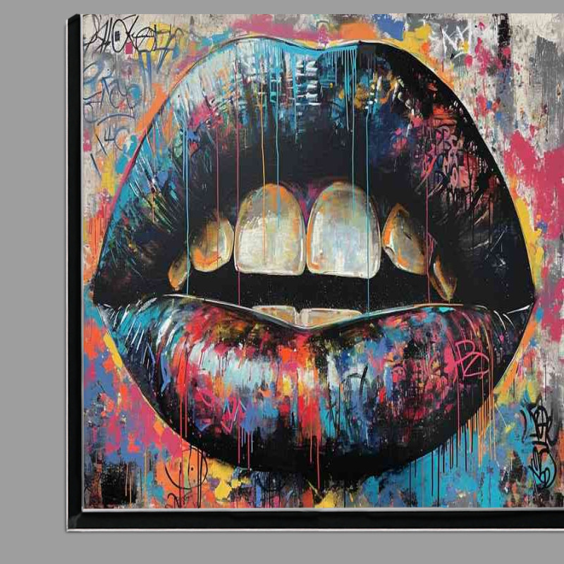 Buy Di-Bond : (Big colorful painting of a mouth painted with graffiti)