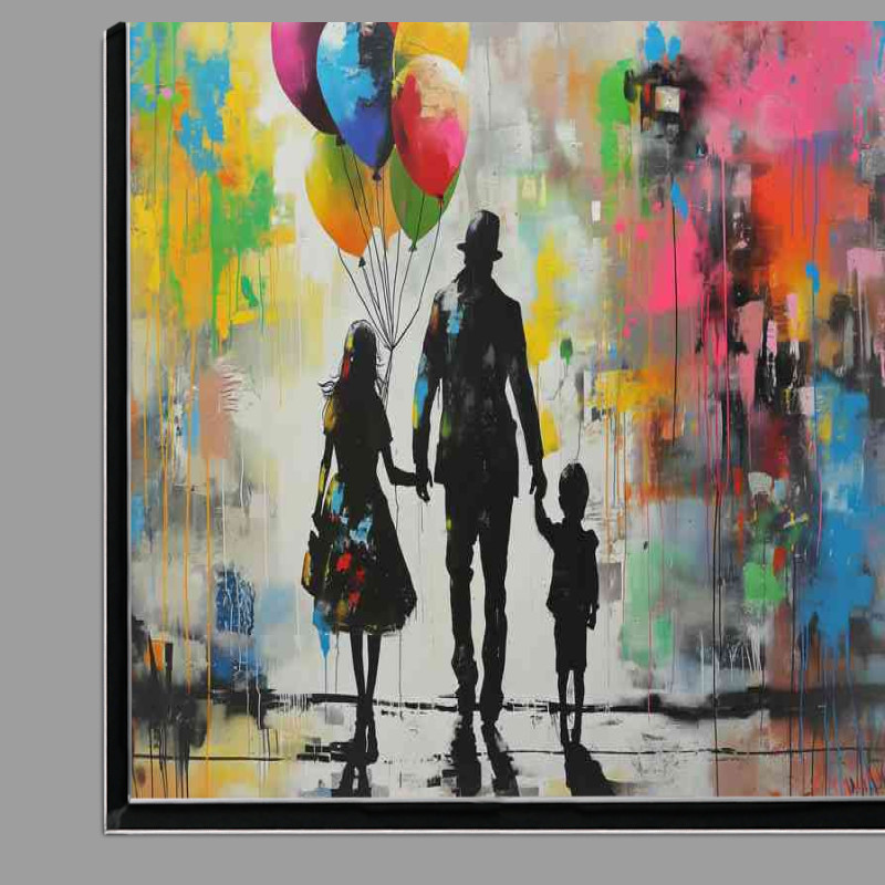 Buy Di-Bond : (Family holding balloons street art)