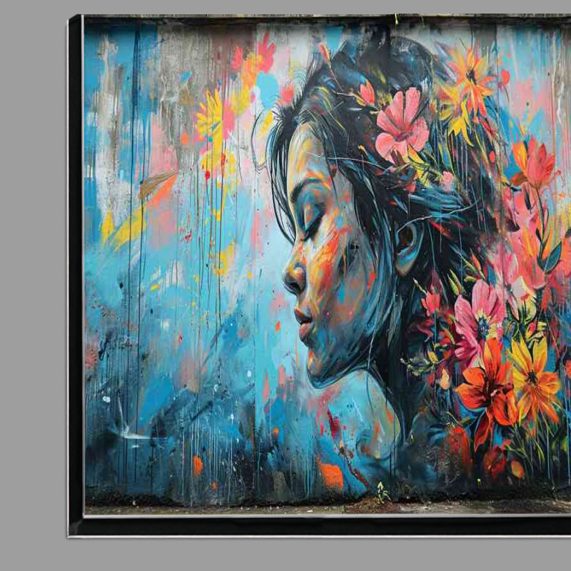 Buy Di-Bond : (Lady and the flower art graffiti wall)