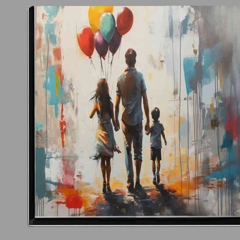 Buy Di-Bond : (Two familys holding balloons bansky inspired)
