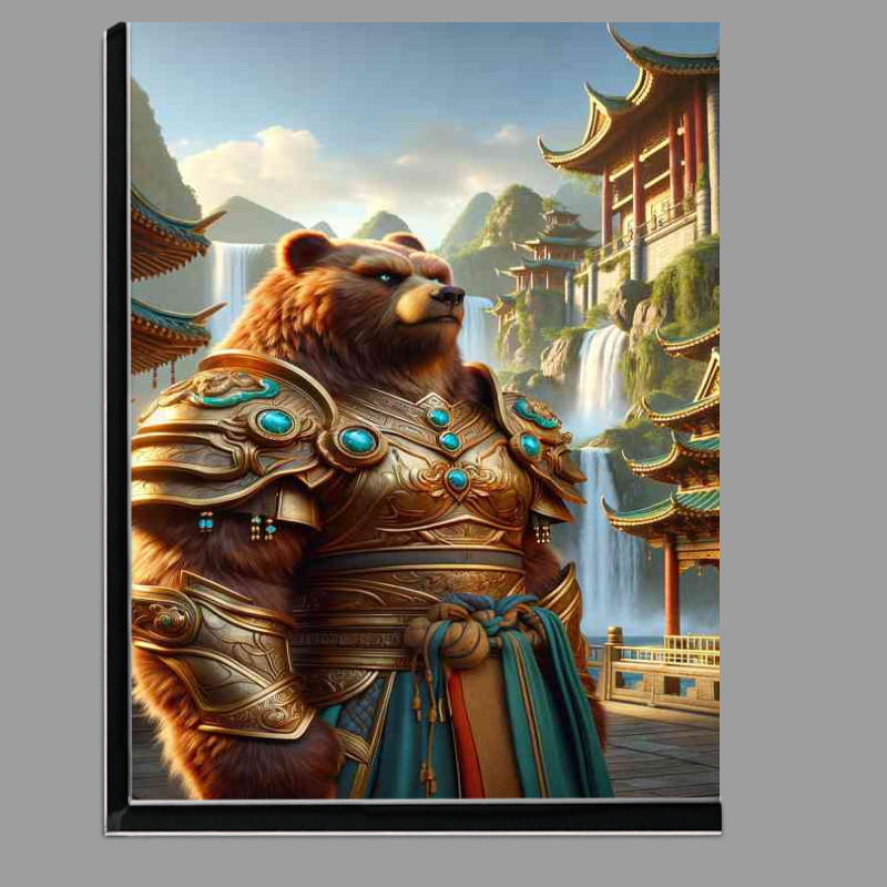 Buy Di-Bond : (Bear warrior exuding a commanding presence in a serene mountain temple)