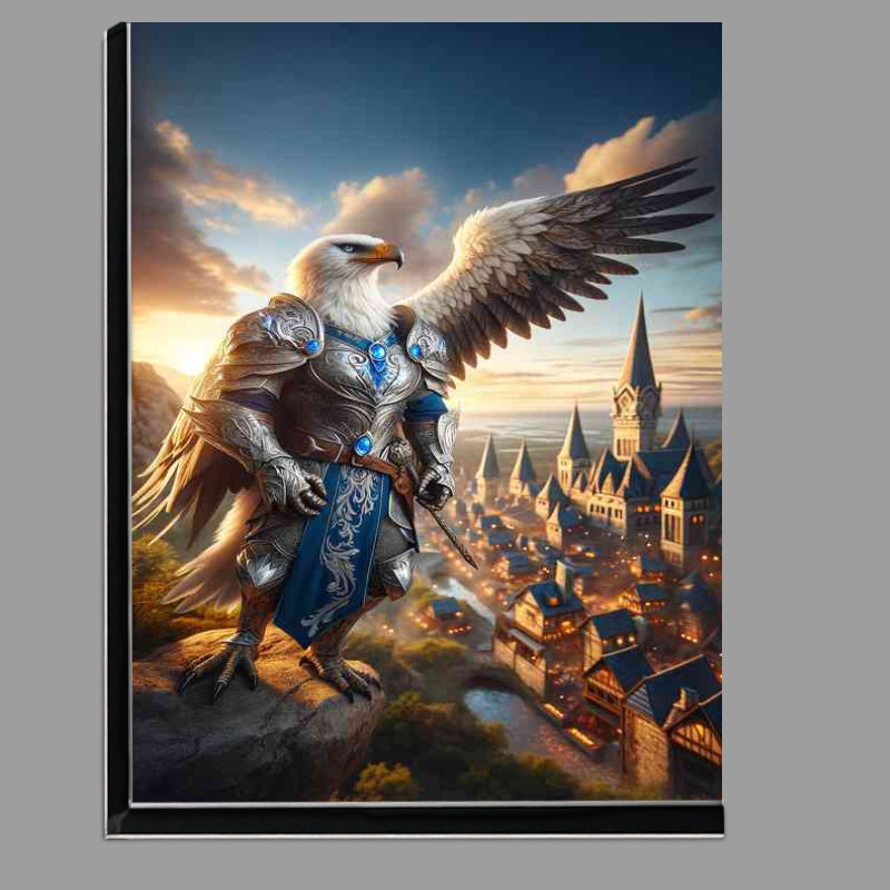 Buy Di-Bond : (Eagle warrior stands overlooking a medieval fantasy)