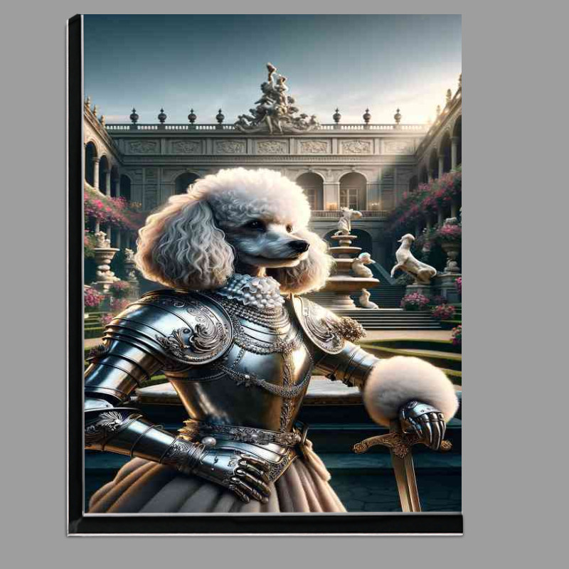 Buy Di-Bond : (French poodle warrior elegantly poised in a lavish palace garden)
