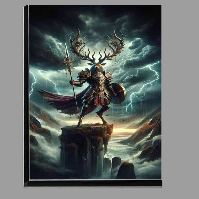 Buy Di-Bond : (Warrior animal in an intense action scene a majestic stag)