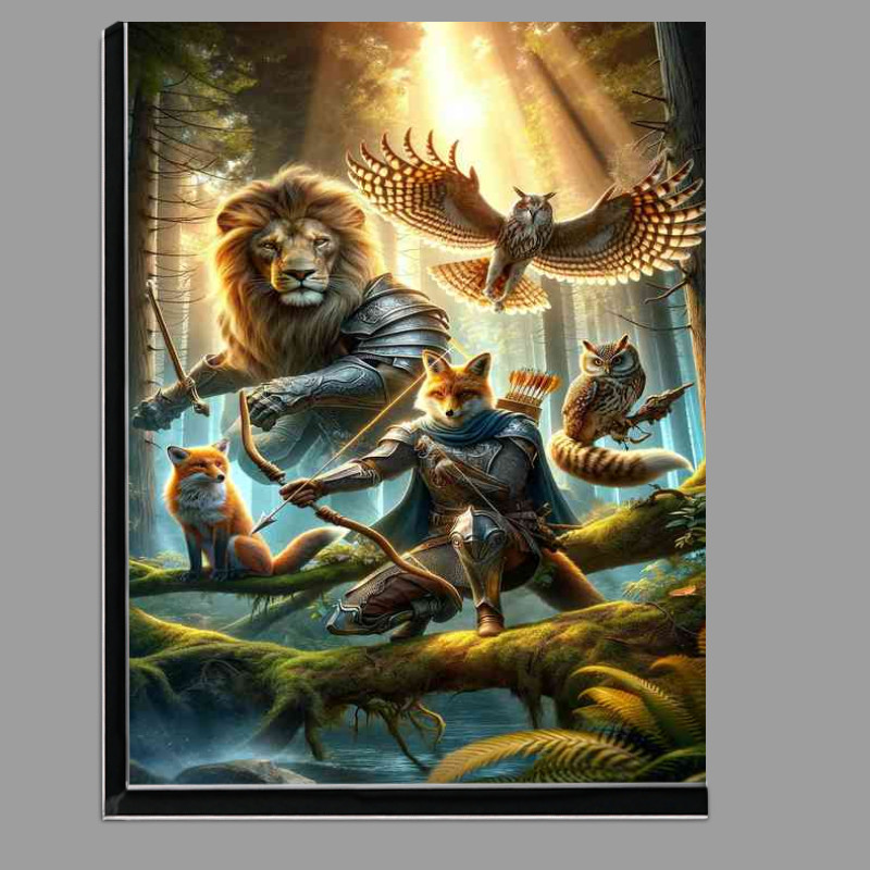 Buy Di-Bond : (Warrior animals in a fantastic composition the fox and the owl)