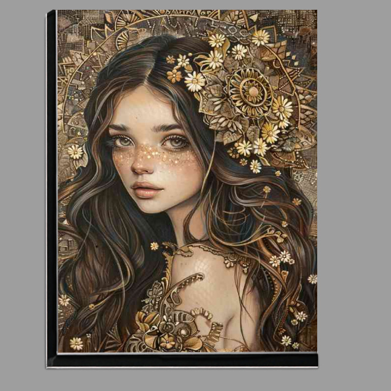 Buy Di-Bond : (Beautiful woman with long hair wearing an intricate detail)