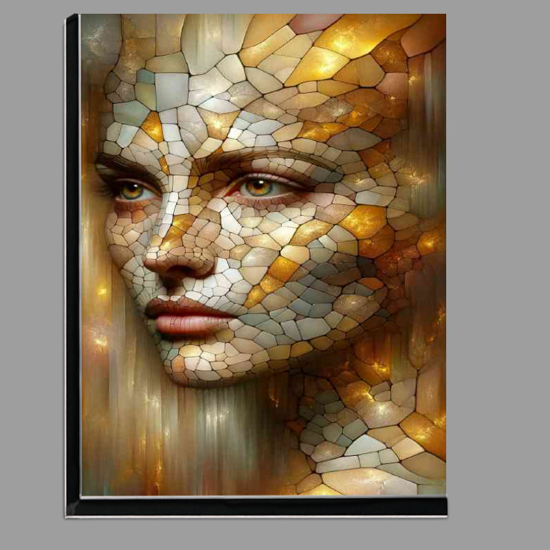 Buy Di-Bond : (Entire face of a woman fragmented like a mosaic with golden veins)