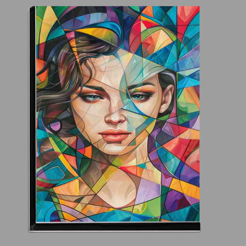 Buy Di-Bond : (Woman is surrounded by colorful geometric paterns)