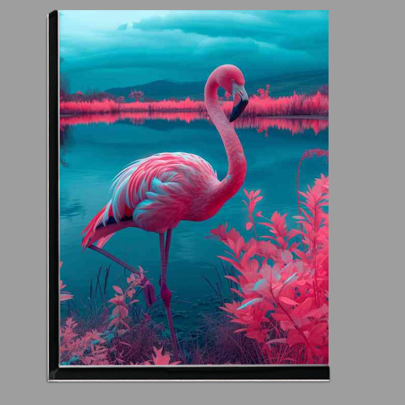 Buy Di-Bond : (Flamingo in a field by a lake neon)