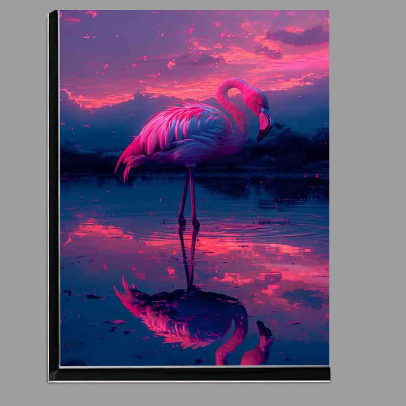 Buy Di-Bond : (Flamingo standing at the edge of the lake)