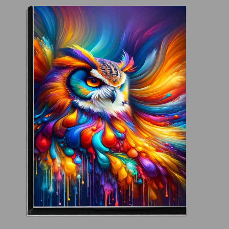 Buy Di-Bond : (Majestic owl with feathers rendered in a colourful display)