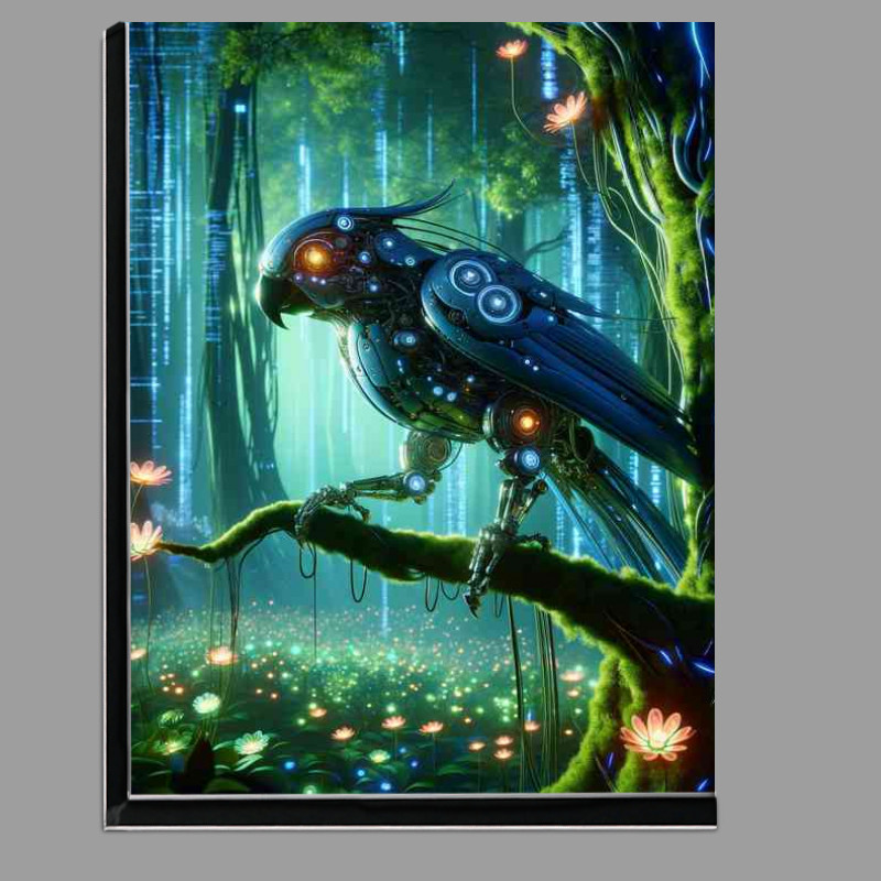 Buy Di-Bond : (Mechanical parrot perched on a glowing digital tree branch)