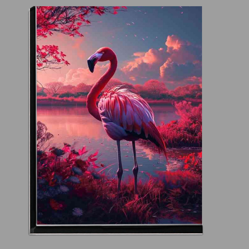 Buy Di-Bond : (Neon flamingo by the lake)