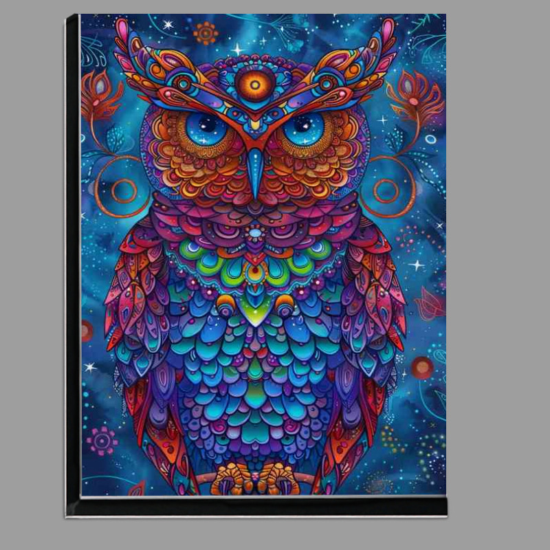 Buy Di-Bond : (Owl in blue purple and red with a starry background)