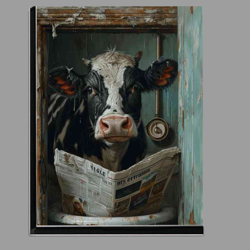 Buy Di-Bond : (A cow reading a newspaper in the bath street art)