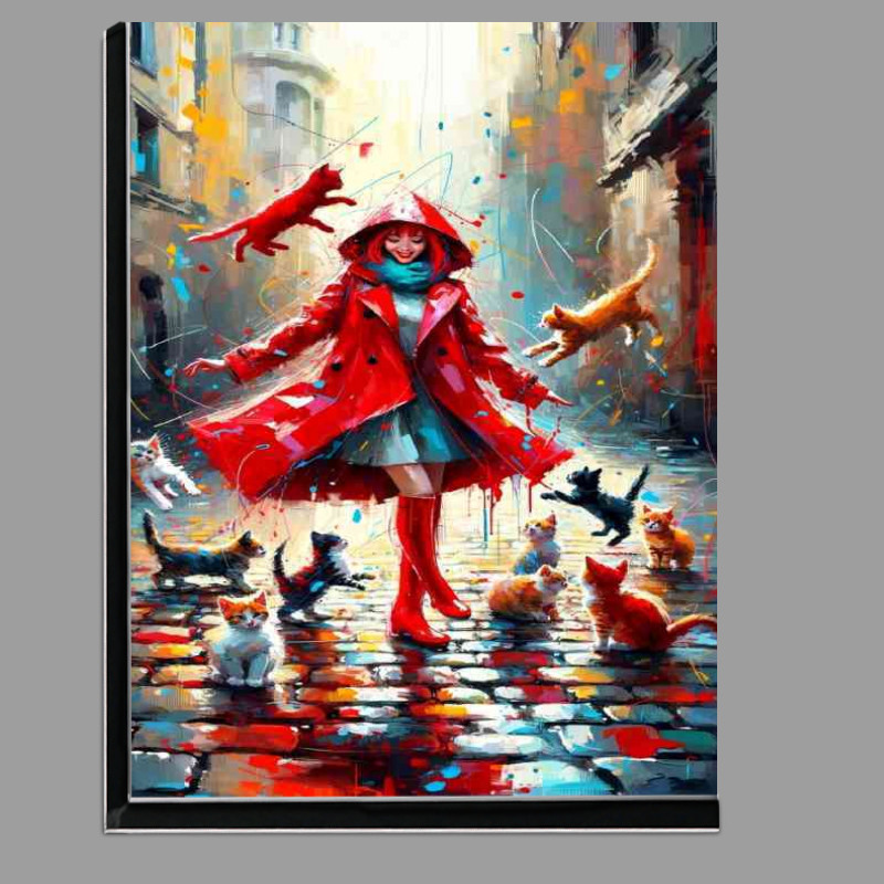 Buy Di-Bond : (A girl in a striking red raincoat and vibrant red boots)