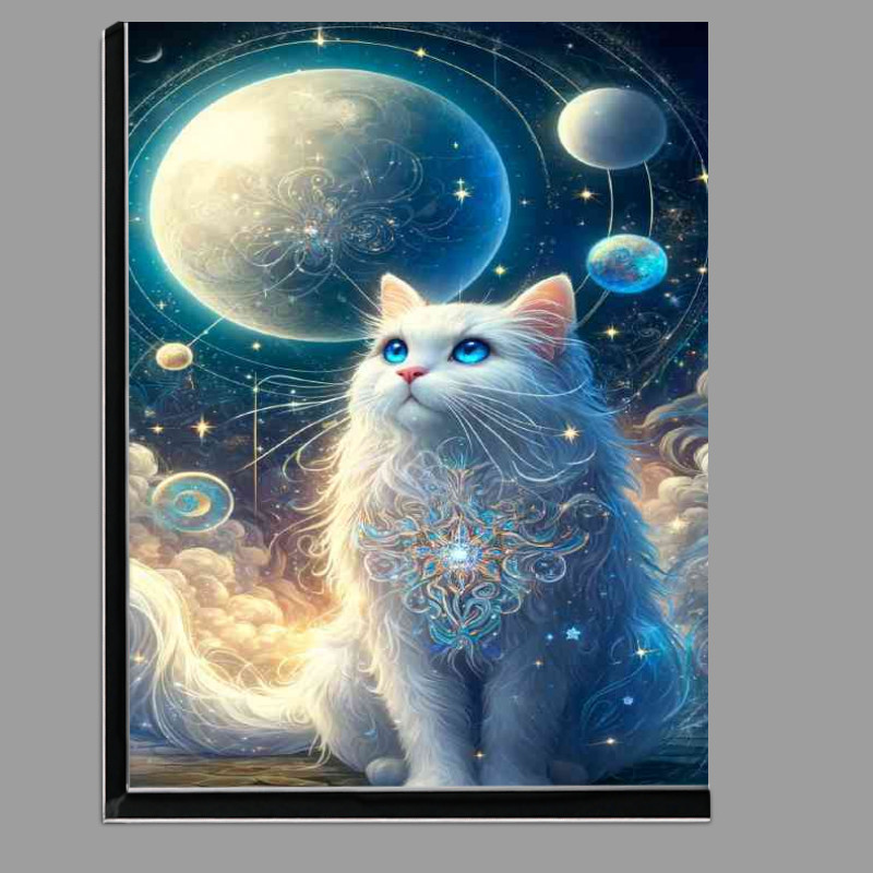 Buy Di-Bond : (A majestic white cat with vibrant blue eyes)