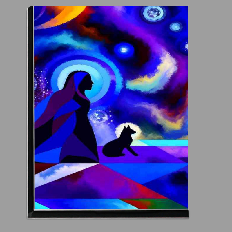 Buy Di-Bond : (Abstract focusing on the mystical theme of a woman and a cat)