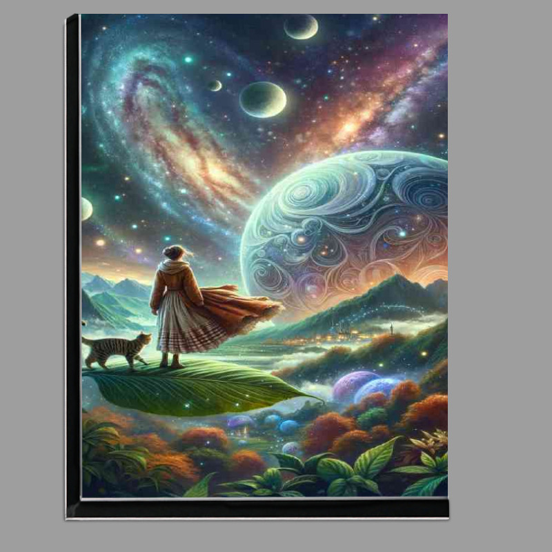 Buy Di-Bond : (An enchanting scene Cat and a woman in a rustic dress)