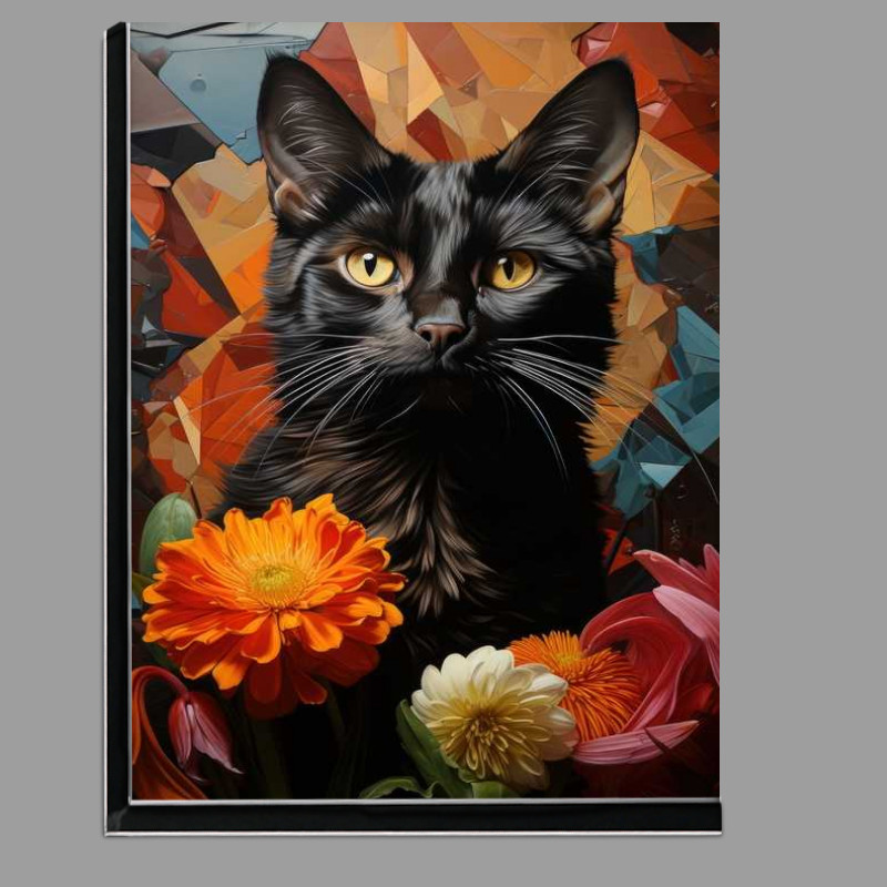 Buy Di-Bond : (Black Cat in the flowers)