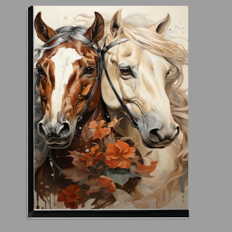Buy Di-Bond : (Brown and white Horses with flowers)