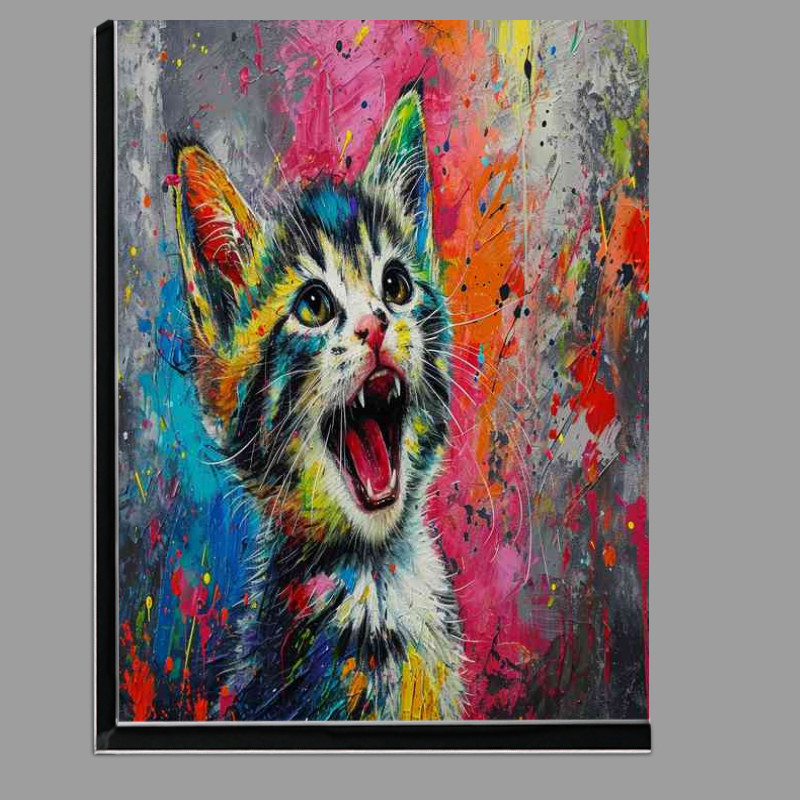 Buy Di-Bond : (Cat with a smilly face and painted background)