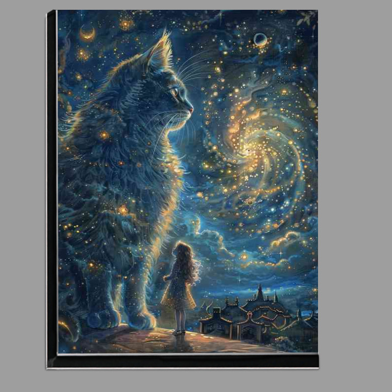 Buy Di-Bond : (Cat with stars in the sky and girl)