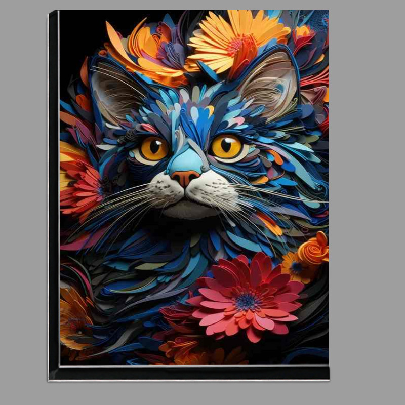 Buy Di-Bond : (Colourful Cat surrounded by flowers)