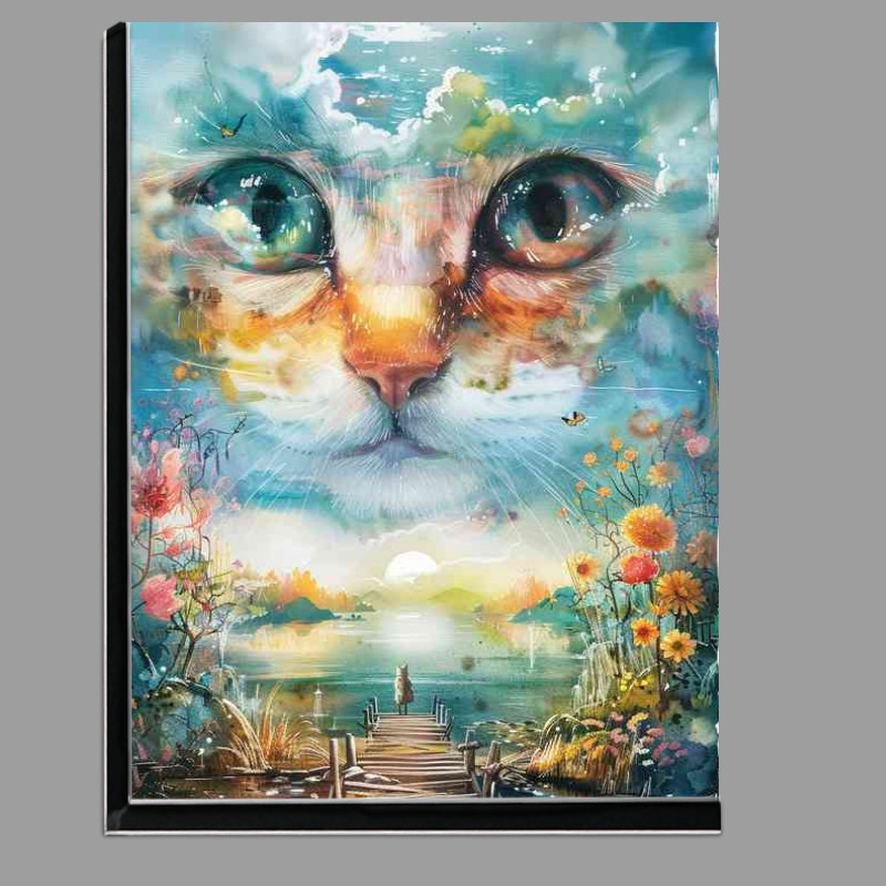 Buy Di-Bond : (Cute Cat face in the sky by the lake)