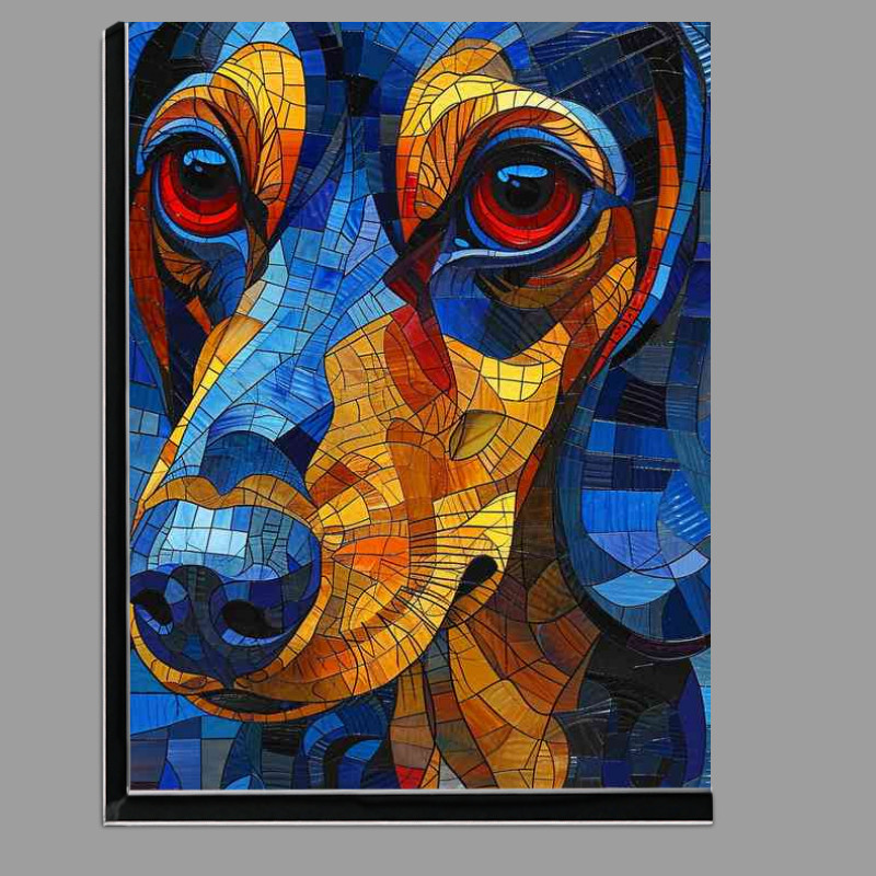 Buy Di-Bond : (Dachshund dog with red eyesand a stained glass effect)