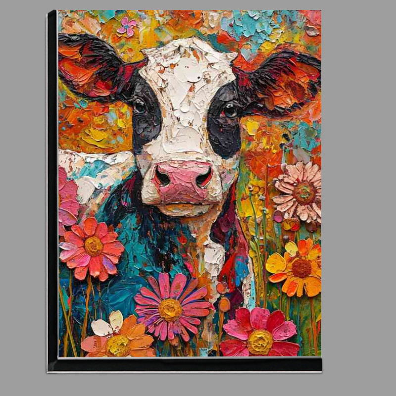 Buy Di-Bond : (Daisy the painted cow in a flower field)