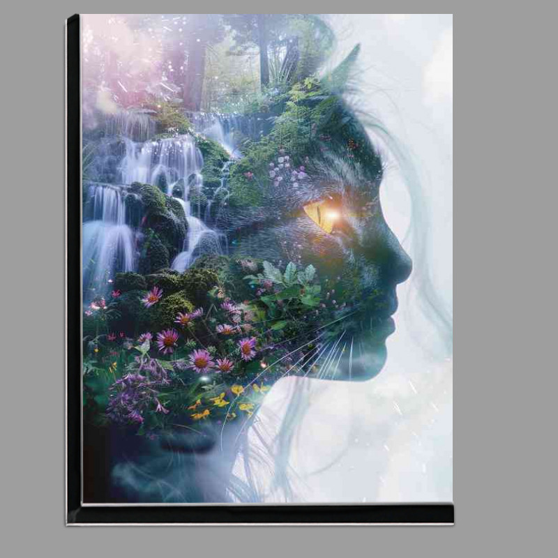Buy Di-Bond : (Double exposure cat lady face waterfall)