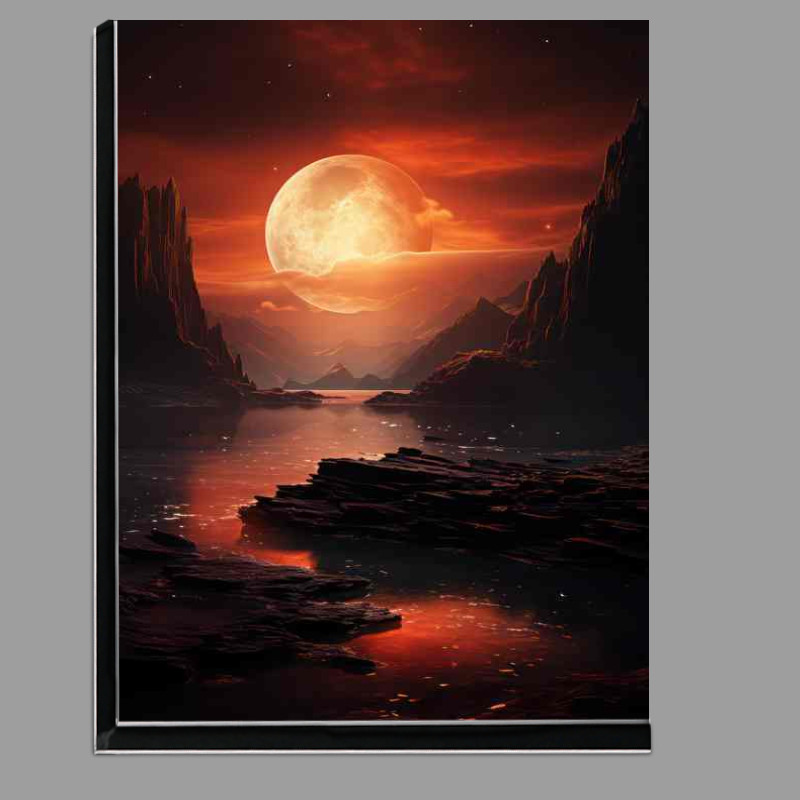 Buy Di-Bond : (Fabled Griffins Gorge with amazing red moon over the rock)