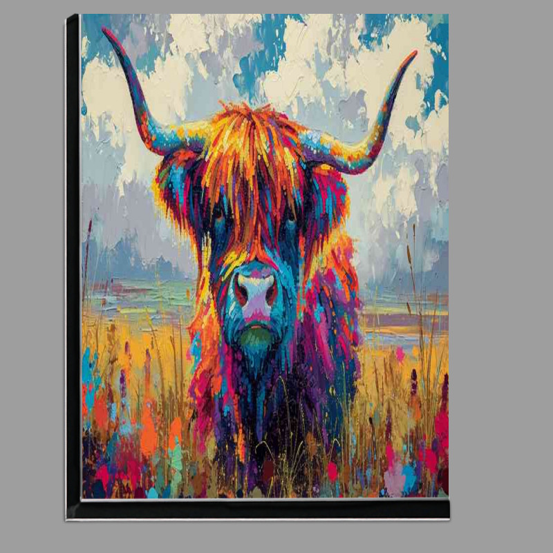 Buy Di-Bond : (Highland cow in a colourful flower field)