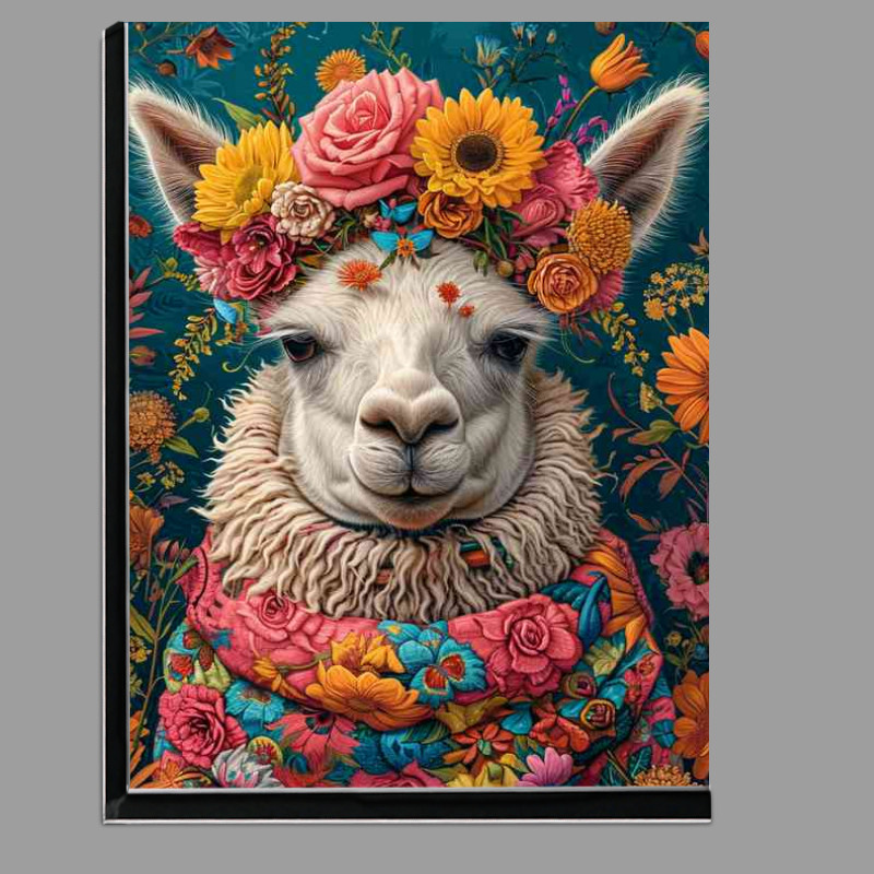 Buy Di-Bond : (LLama wearing a scarf and flowers)