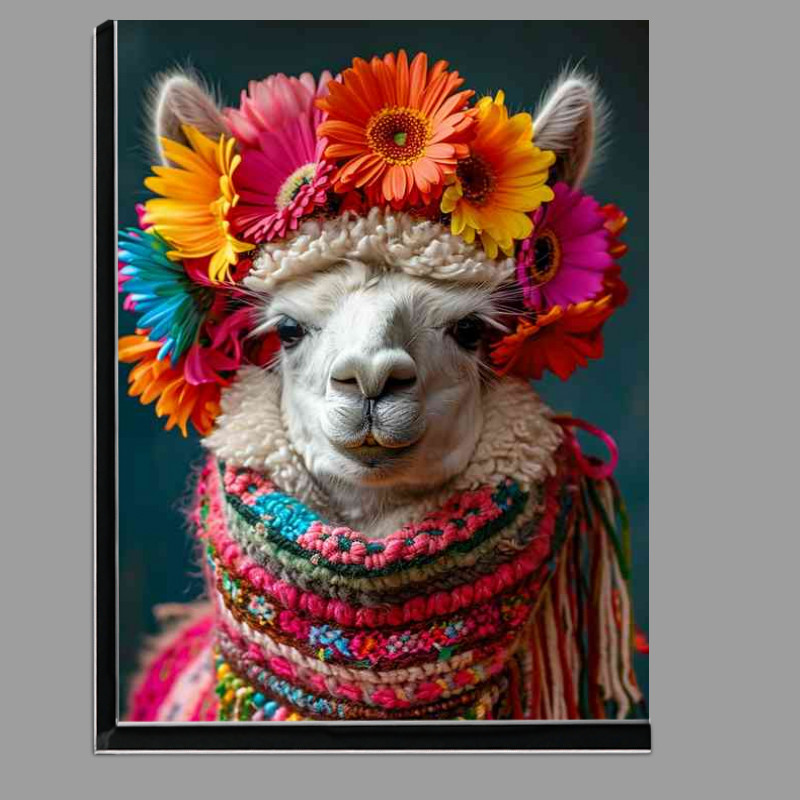 Buy Di-Bond : (Llama colorful wears flowers on its head)