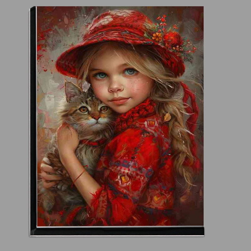 Buy Di-Bond : (Painting of a little girl and a Cat)