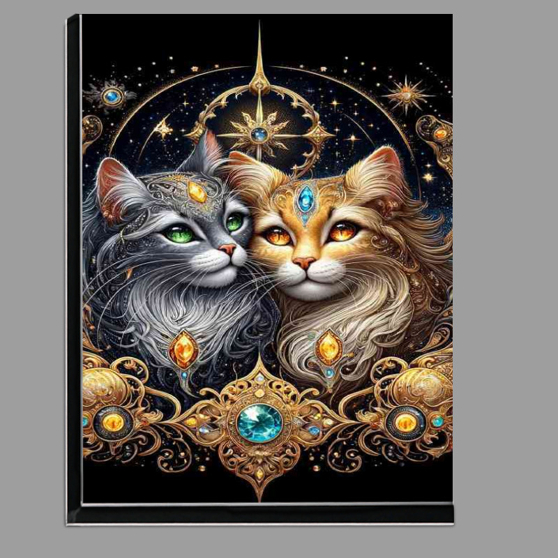 Buy Di-Bond : (Two majestic cats their fur adorned coat)