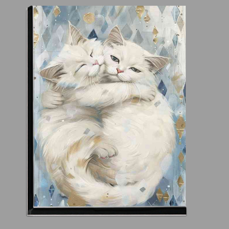 Buy Di-Bond : (Two white cats hugging each other with their tails)