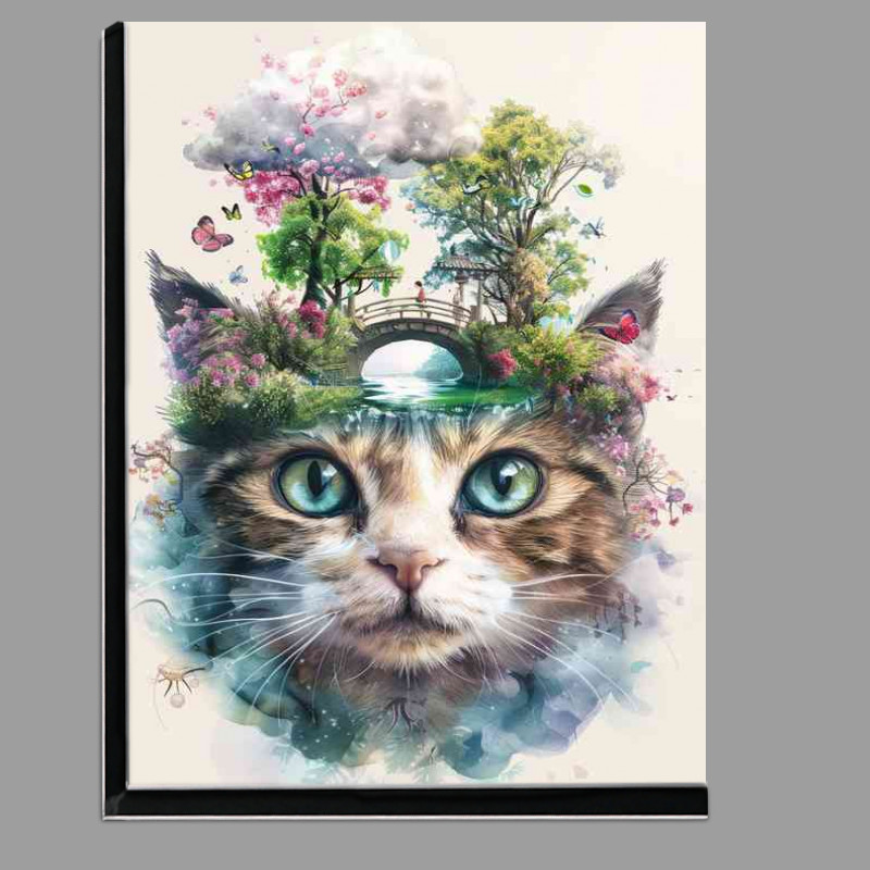 Buy Di-Bond : (Whimsical Cat face double exposure)