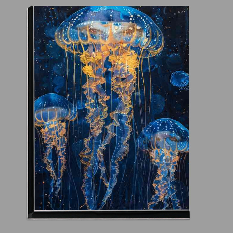 Buy Di-Bond : (Jellyfish glowing blue and gold lines dark background)