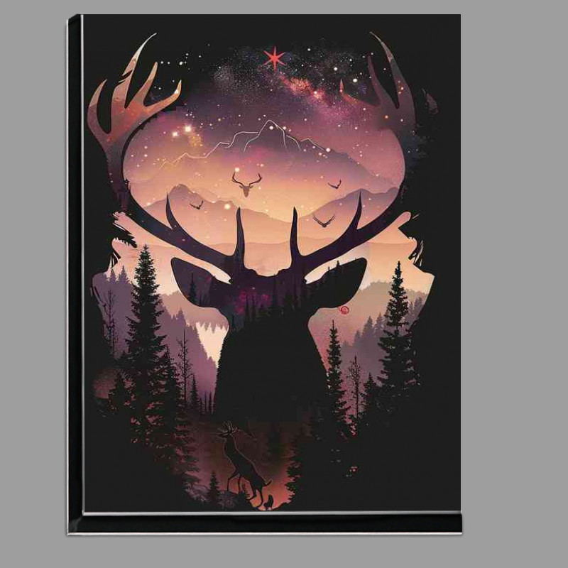 Buy Di-Bond : (A silhouette of Deer in the woods)
