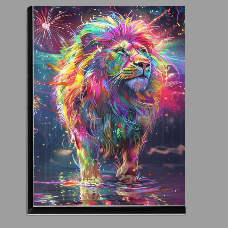 Buy Di-Bond : (Bright colourful Lion standing in water)