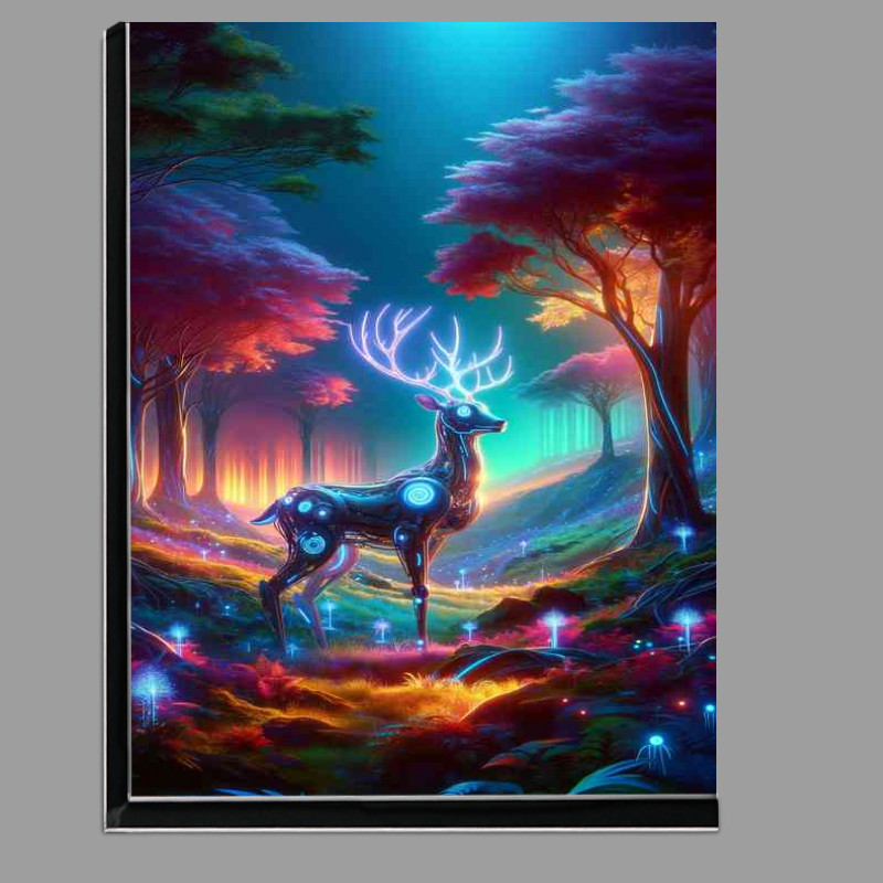 Buy Di-Bond : (Cybernetic deer standing in a vivid futuristic forest)